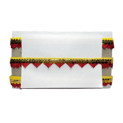 Kurlz 1 inch Double Color Mandir Cutwork Lace For Laddo Gopal Poshak, Aasan, Mata Chunri, School Crafts | Size: 9 Yards