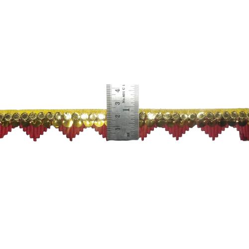 Kurlz 1 inch Double Color Mandir Cutwork Lace For Laddo Gopal Poshak, Aasan, Mata Chunri, School Crafts | Size: 9 Yards