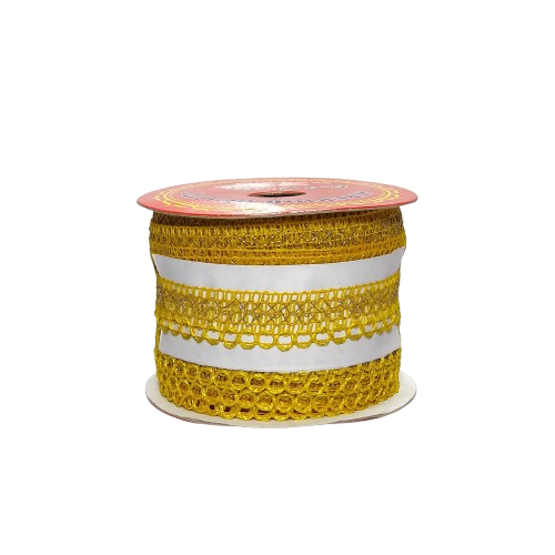 Yellow decorative fabric border Saree Dress Only At Woven Lace & Border Reatilers and Manufactures In Surat