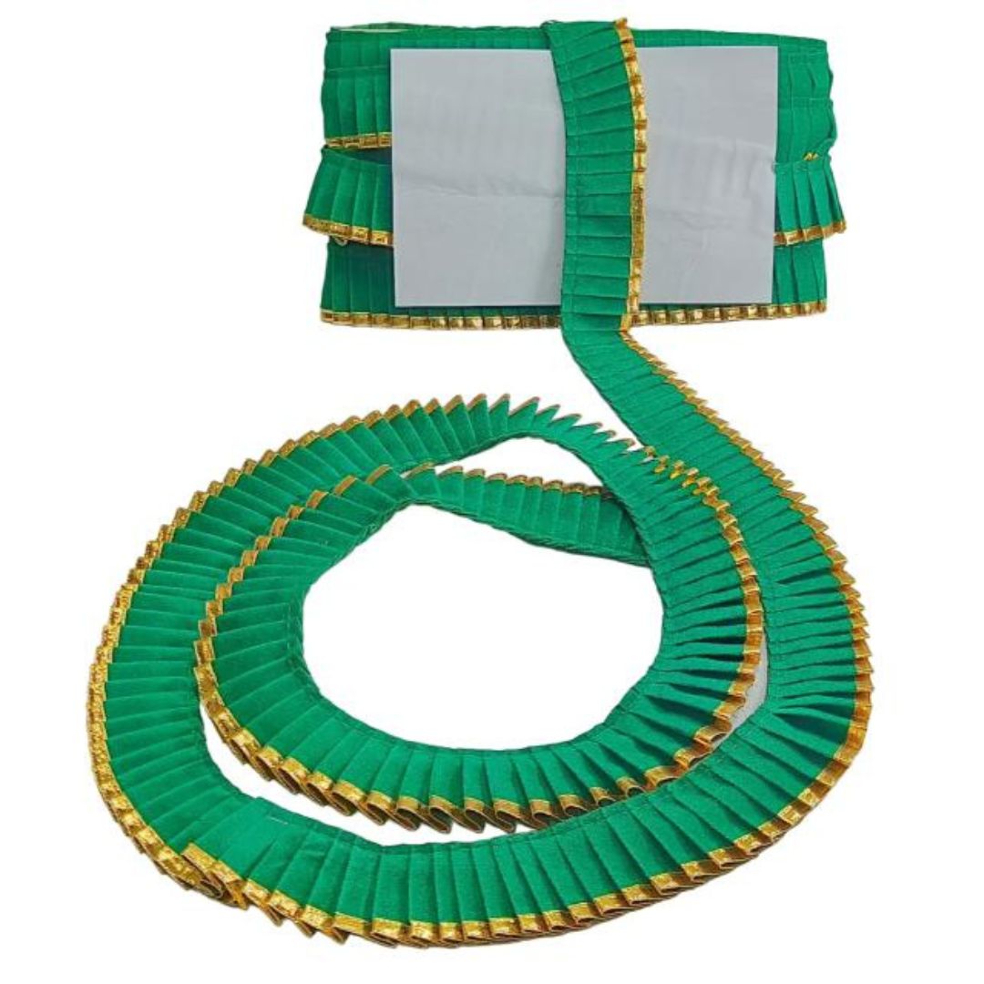 Green sash with gold trim on a white background