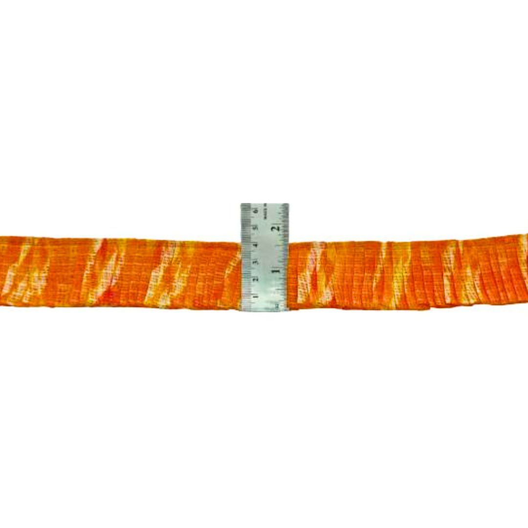 Orange super net doria lehriya print frill for saree and dress decoration Only At Woven Lace & Border Manufacture and Wholesaler In Surat
