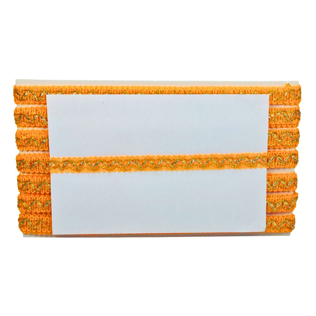 Stack of orange and white books on a white background