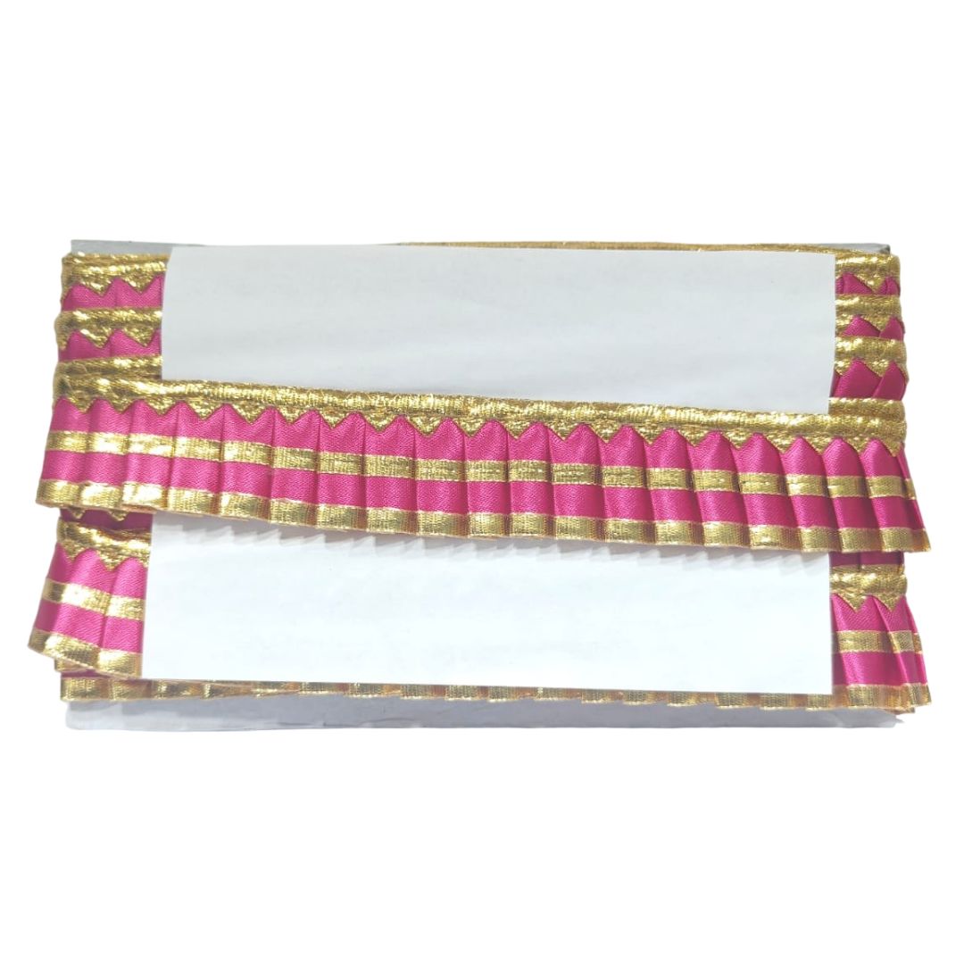 Decorative cornice with pink and gold stripes on a white background
