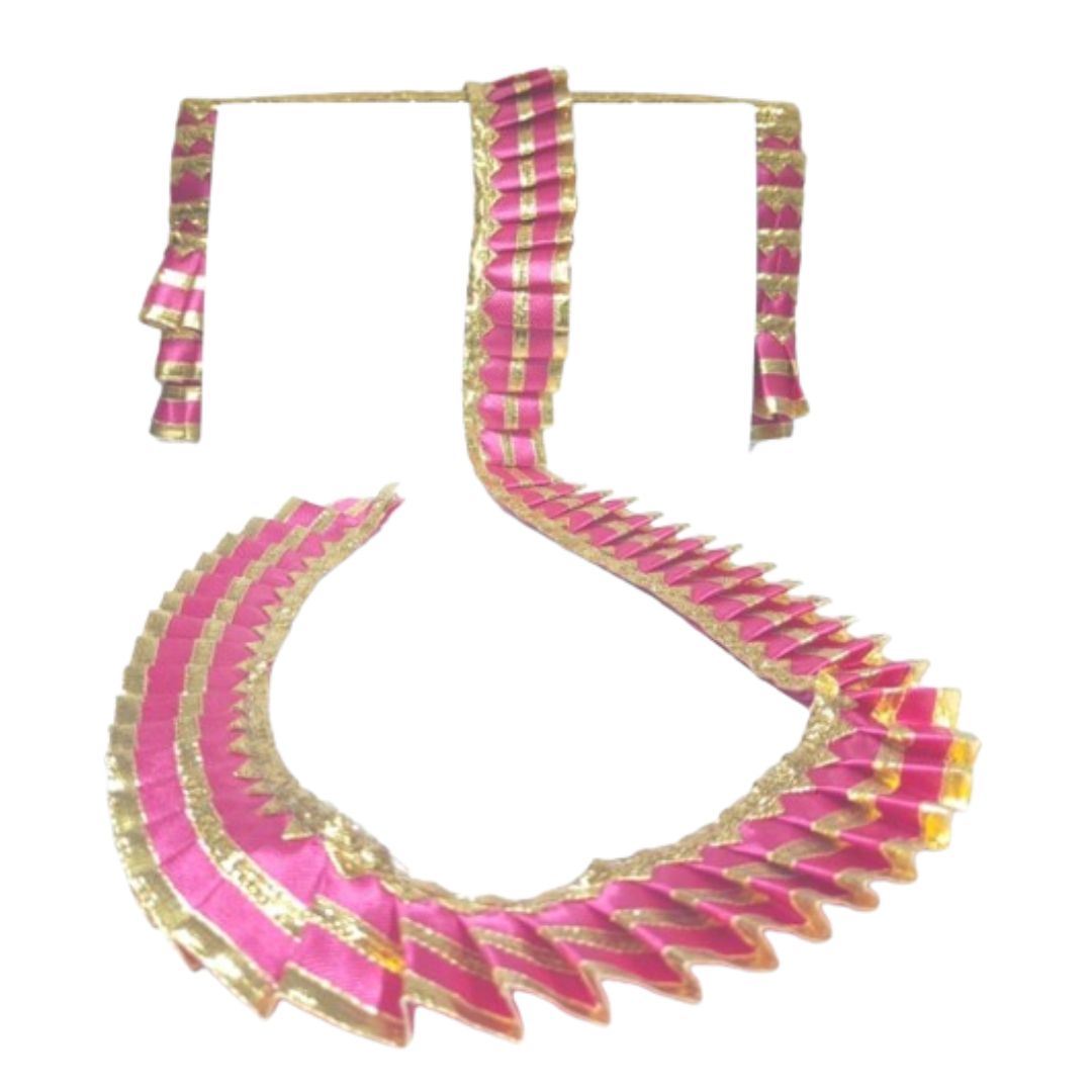 Pink and gold necklace set on a white background