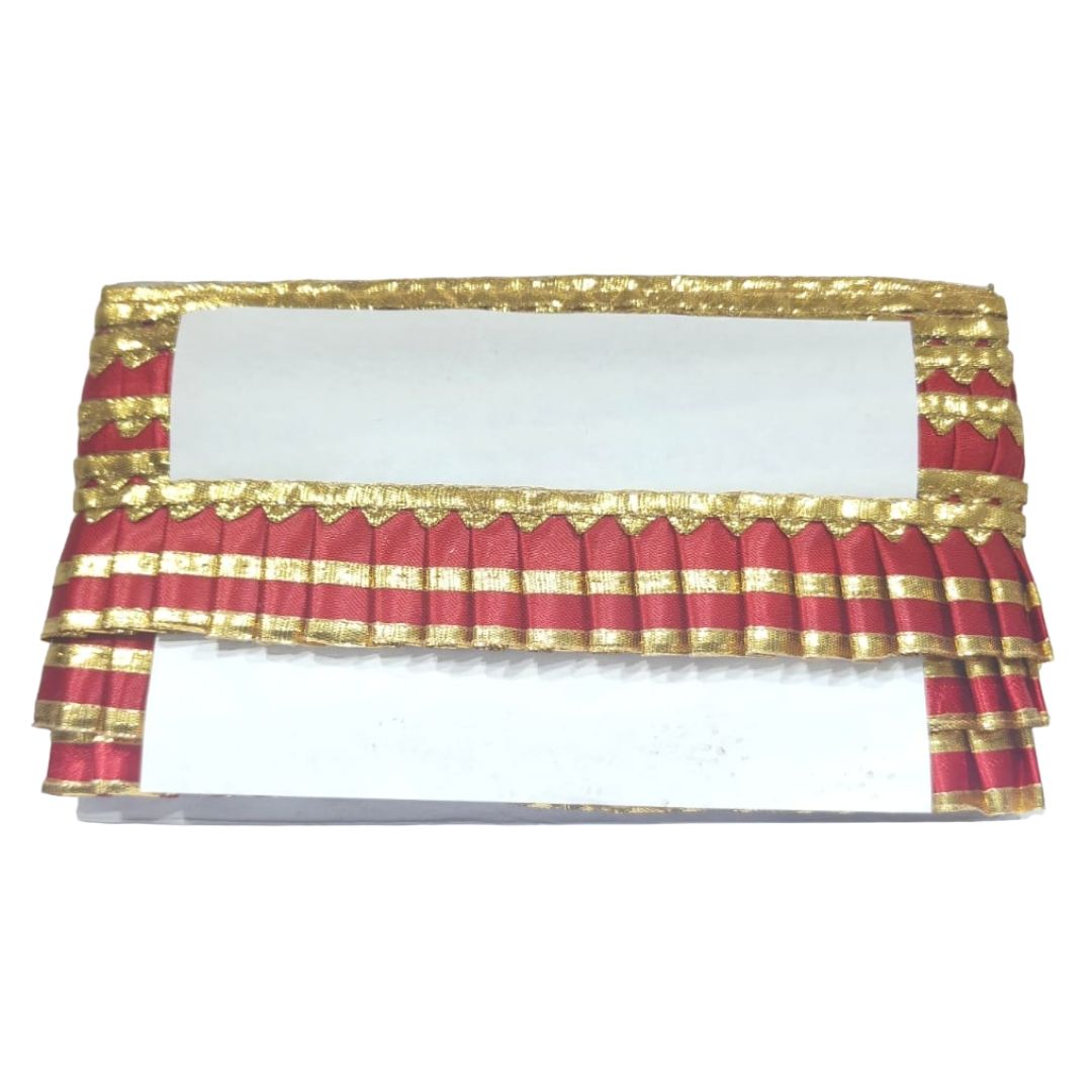 Red and gold decorative cornice on a white background