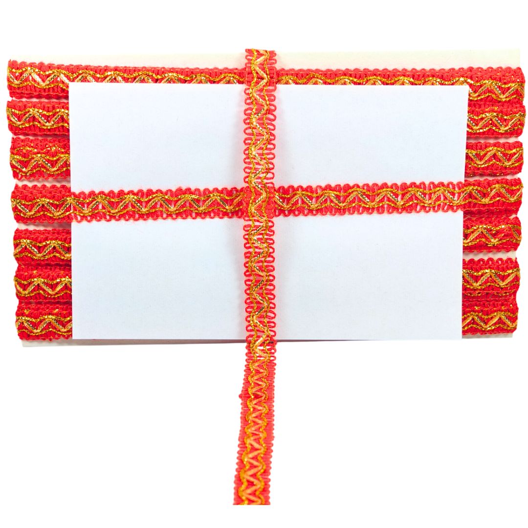 Red and gold decorative border on a white background